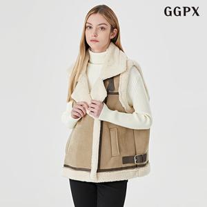 [지지피엑스]하이넥 버클 집업 루즈핏 무스탕 베스트 (GODVW007D)