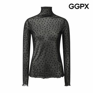 [GGPX] 도트 시스루 레이어드 폴라 블라우스 (GQ1SH010F)