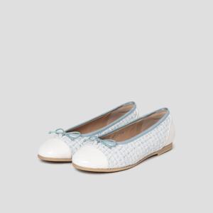 [빈폴ACC] (BE52K2M01Q) 트위드 리본 플랫슈즈 - 스카이 블루