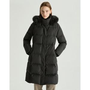 닥스 여성 25FW EUROPEAN GOOSE 블랙 폭스퍼탈착후드 구스다운 롱점퍼 DLJU5DE05BK