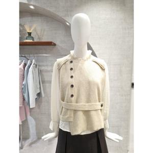 [페이지플린]라운드넥 비죠 장식 언발 니트 베스트 F6AVT001