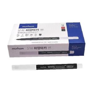 문화연필 1000 하양마카펜 수성 블랙보드마카 타(12개입)