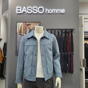 [바쏘옴므]심플 포인트배색봄가을스웨이드점퍼WSZ1UA21