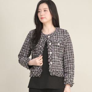 애비뉴투지 엄마옷 트위드 진주 여성 봄 가을 긴팔 크랍 숏 재킷 J02622