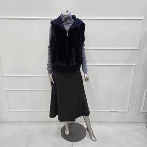 [미니멈]MZDKFV0970NA니트후드 배색 천연밍크 베스트