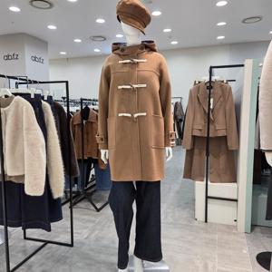 [ab.f.z]ABZ4QC02/귀여운 후드 떡뽁이 단추 하프 울 코트_IC