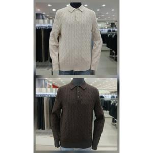 [앤드지]25F/W 꽈배기 조직 캐쥬얼 카라니트2종 HZF4ET1107_GN