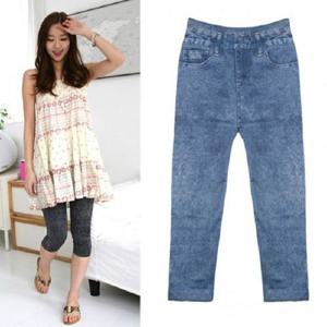 청나염 기본돌청 7부 스판 레깅스 반바지 청바지