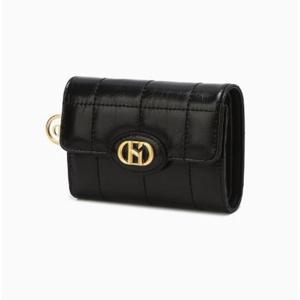 [헤지스ACC] 블랙 퀼팅 소가죽 3단 반지갑 HIWA5E759BK