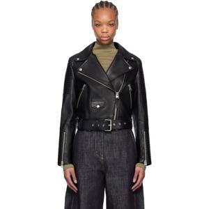 26 SS 맥케이지 여성 블랙 매시나 가죽 재킷 251015F064002