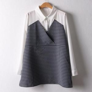[강물처럼]아이우먼 체크뷔스티에블라우스 BGI318M402 빅사이즈