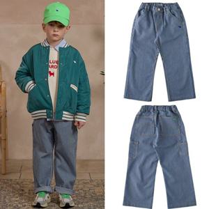 [블루독8-키즈] 데님라이트 스트라이프데님팬츠 면스판 청바지 세미와이드 두돌선물 초등학생 2512541403