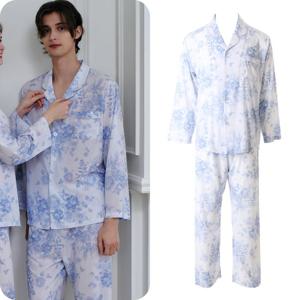 [비너스]남성잠옷 살랑살랑 깃털같은 가벼움 부드러움 블루꽃나염 파자마 VPA4540M