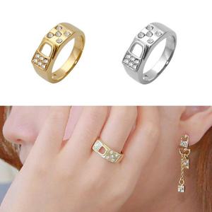 14Kgp 자물쇠 포인트 큐빅 럭셔리 패션 반지 US