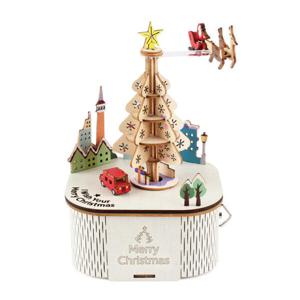 아트박스/영공방 회전 우드오르골 메리크리스마스 트리(컬러)