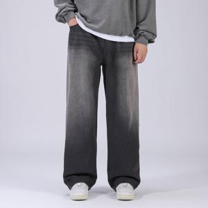 [후앙스] 사계절 덤블워싱 밴딩 와이드 흑청 청바지 GICP3164