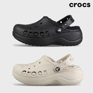 크록스 바야 플랫폼 라인드 클로그 남자 여성 겨울 방한 털슬리퍼 208708 2종 택일