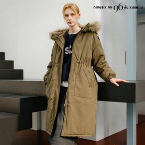 [나인식스뉴욕]후드 퍼 탈부착 스트링 집업 롱 야상 점퍼 (NP4JJ046L0)