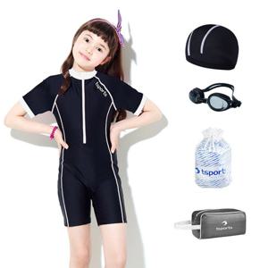 TS스포츠 여아동 수영복 반신 3부 원피스 어린이 주니어 실내 수영장 초등학교 생존수영키트 G25015
