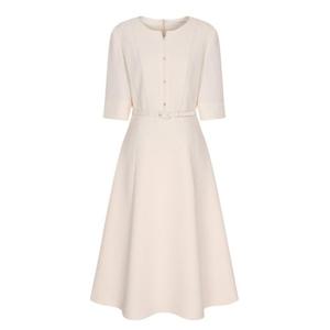 [올리브데올리브]오간자 배색 롱슬리브 슬림 원피스 OW6SO1620C