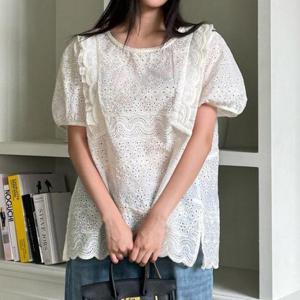 [강물처럼]아이우먼 꽃레이스비침블라우스 LTU912M507 빅사이즈