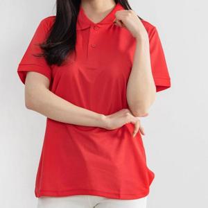 여성 커플룩 데일리 웨어 쿨론 카라 반팔 티셔츠 레드