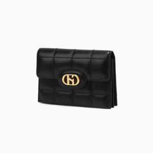 [헤지스ACC] 블랙 퀼팅 가죽 아코디언 카드지갑 HIHO4F762BK