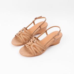 [신난다슈] 여성 슬링백 샌들 힐 5cm 여름 웨지 힐 뮬 샌들 발편한 통굽 MRO257102 브라운