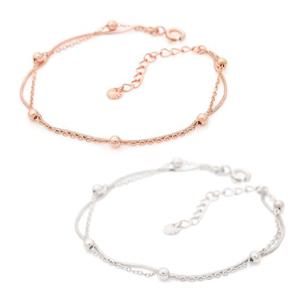 92.5 실버 로즈골드 볼 뱀줄 체인 두줄 은 팔찌 실버팔찌
