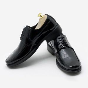 T21 블랙 남성정장구두 끈장식 둥근사각코 4cm