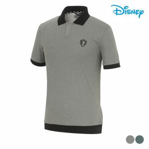 [디즈니골프]남성 아트웍 패치 배색 시보리 카라 반팔 티셔츠 DP2MTS031