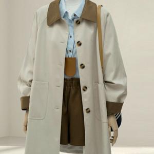 [에이시크] 시그니처 베이지 배색 간절기 트렌치코트 C25CCT945
