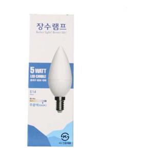 장수램프 5W LED촛대구 E14 주광색(불투명)전구6500K 형광등색 삼파장 조명 엘이디 볼