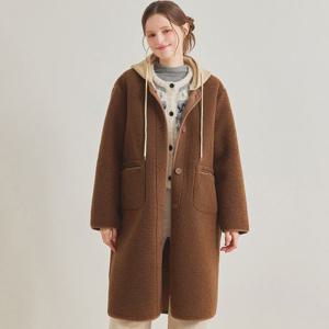 FOCUS  후드 탈착 무스탕 롱 코트 PBBF5W1CT1581