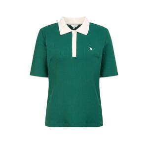 헤지스 여성 26SS 카라배색 골지 반팔 폴로 셔츠 그린 HSTS6B401E2