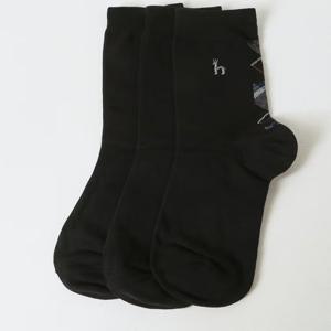 [헤지스] 블랙 체크 배색 중목 남성양말 3종세트 HISS6E523WT