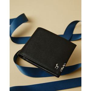 [헤지스/선물포장]블랙 체크장식 소가죽 반지갑HJWA5F281BK