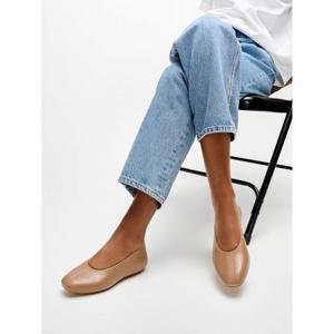 [핏플랍][삼성물산공식] 여성 델리카토 하이컷 소프트 레더 발레리나 플랫슈즈 클래식 탄 (FT61K2M10B)