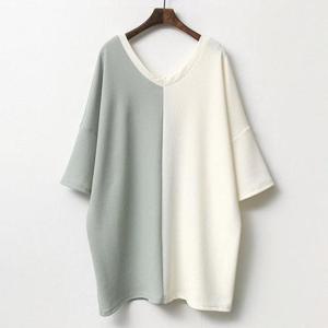 [강물처럼]여성 빅사이즈 하프브이넥롱반팔티 ILC834M305 큰옷