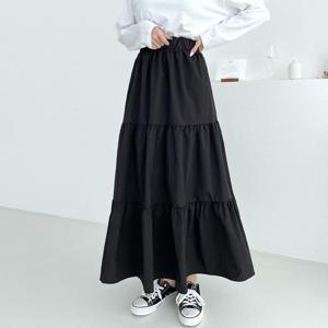 [강물처럼]빅사이즈사랑해요 J727L308 시크블랙3단캉캉스커트 DK