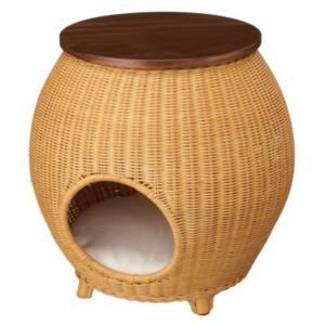 고양이집 네코세카이 라탄 사이드테이블 베드 카멜