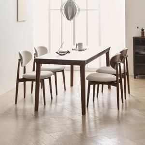 라로퍼니처 보나 1900 고무나무 원목 6인 식탁 세트 월넛 (식탁+의자4)