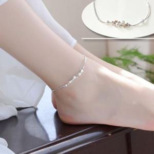 T0415 은색 별우주 두줄 발찌 스타볼 발찌 패션 생일