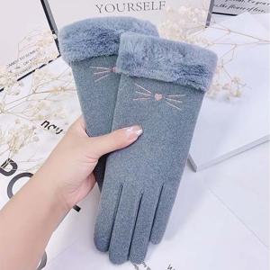MFNC030073 - 키튼 프린트 러블리 터치스크린 장갑 털장갑