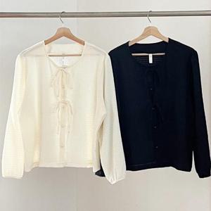 [강물처럼]빅사이즈가을블라우스 S597L408 블링펄단추리본블라우