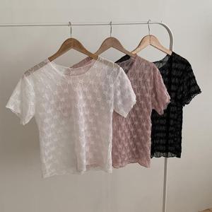 [강물처럼]빅사이즈플라워티 S542L408 꽃자수레이스시스루티 MO