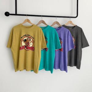 [강물처럼]빅사이즈사랑해요 S233L406 핫도그프린팅박스반팔티 P