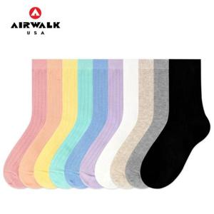 여성양말 에어워크 여성 파스텔 골지 중목 양말 2족