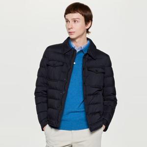 헤지스  25FW  남성 경량 구스다운 패딩 트러커 점퍼 HZJU5D682BK