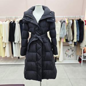 [샤틴]후드넥 허리니트배색 덕다운 롱패딩S254C871A